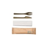 Jungle Dark Green CPLA Cutlery Kit with Fork, Knife and Napkin